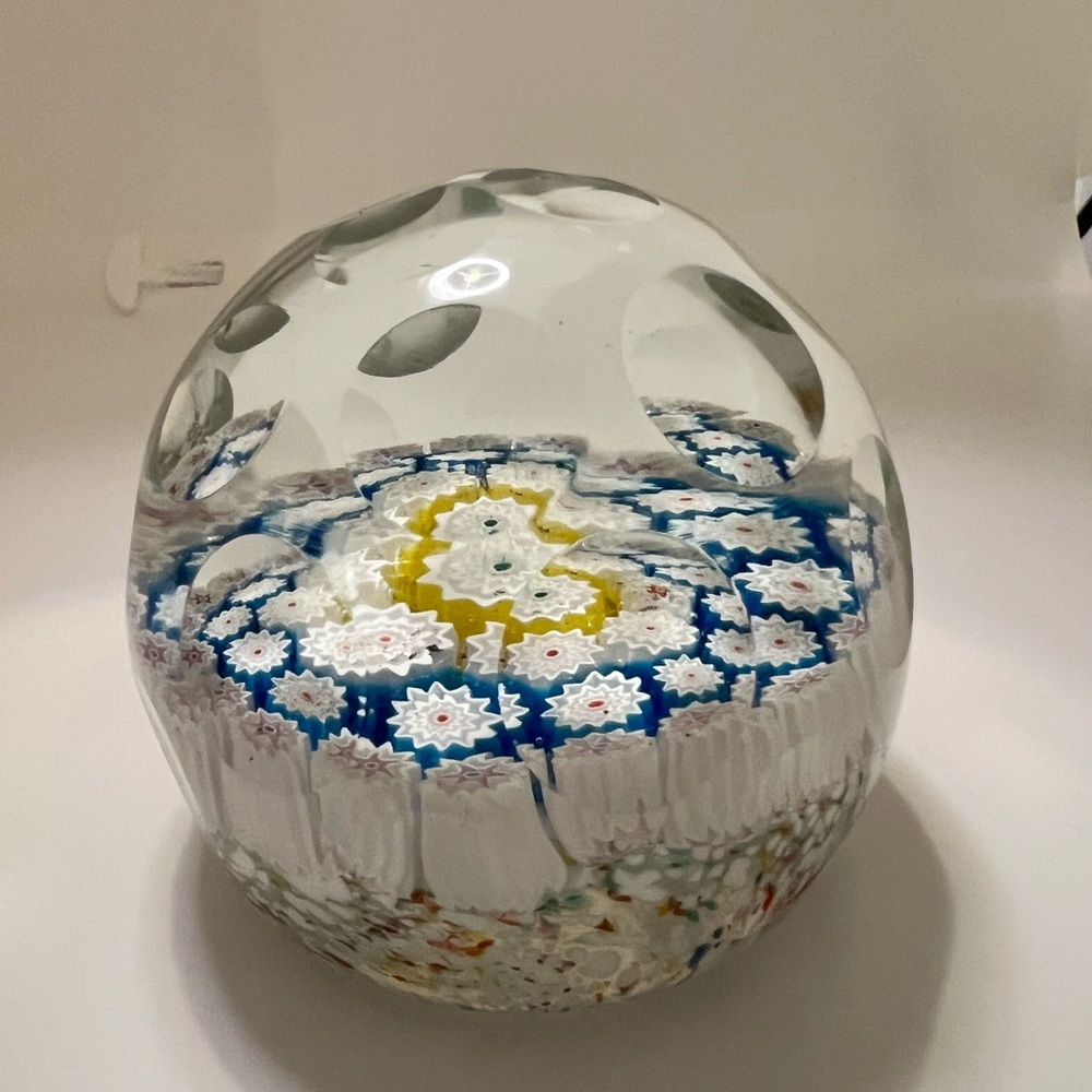 Murano Millefiori Dimple Artistic Glass Paperweight.